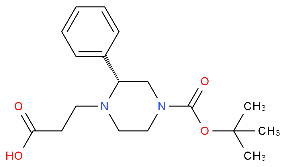 (R)-3-(4-(tert-butoxycarbonyl)-2-phenylpiperazin-1-yl)propanoic acid_分子结构_CAS_1060814-13-2)