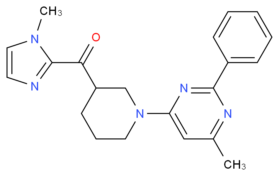 (1-methyl-1H-imidazol-2-yl)[1-(6-methyl-2-phenyl-4-pyrimidinyl)-3-piperidinyl]methanone_分子结构_CAS_)
