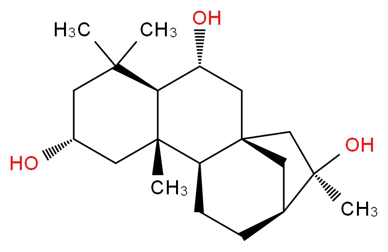 (1R,3R,4R,7R,9S,10R,14R)-5,5,9,14-tetramethyltetracyclo[11.2.1.0<sup>1</sup>,<sup>1</sup><sup>0</sup>.0<sup>4</sup>,<sup>9</sup>]hexadecane-3,7,14-triol_分子结构_CAS_41530-90-9