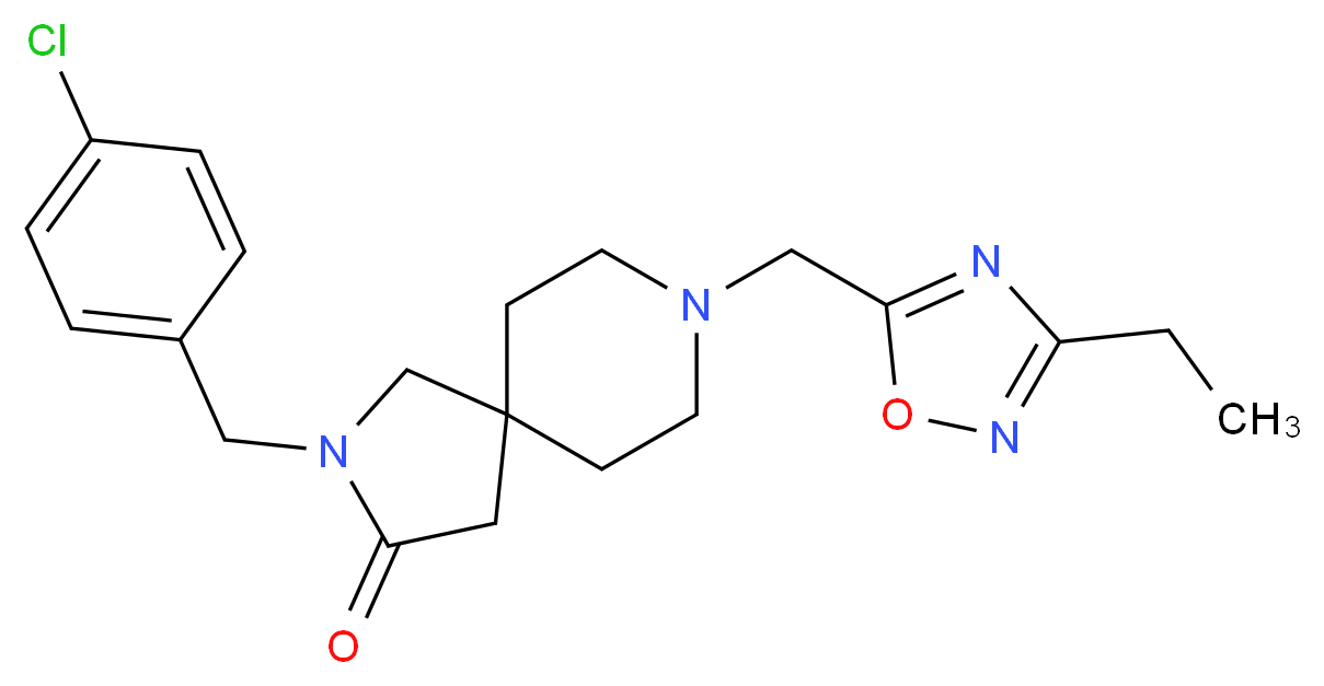 2-(4-chlorobenzyl)-8-[(3-ethyl-1,2,4-oxadiazol-5-yl)methyl]-2,8-diazaspiro[4.5]decan-3-one_分子结构_CAS_)