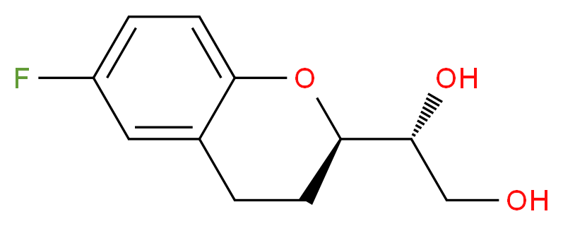 (1R)-1-[(2R)-6-fluoro-3,4-dihydro-2H-1-benzopyran-2-yl]ethane-1,2-diol_分子结构_CAS_303176-45-6