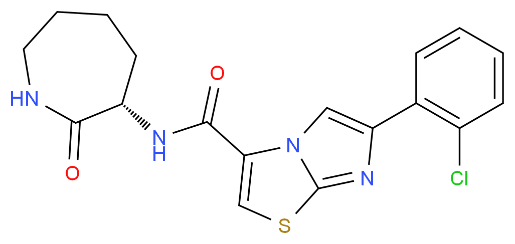 6-(2-chlorophenyl)-N-[(3S)-2-oxo-3-azepanyl]imidazo[2,1-b][1,3]thiazole-3-carboxamide_分子结构_CAS_)