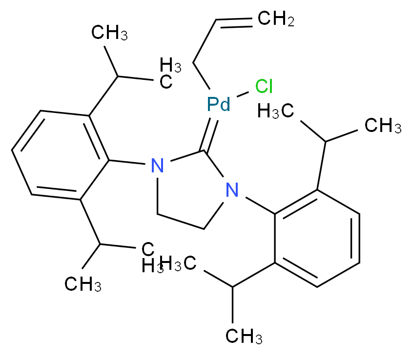 Allyl[1,3-bis(2,6-diisopropylphenyl)-2-imidazolidinylidene]chloropalladium(II)_分子结构_CAS_478980-01-7)