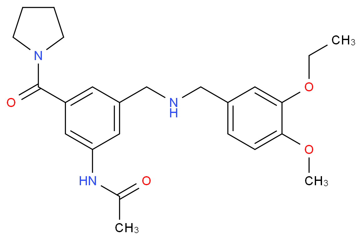 N-[3-{[(3-ethoxy-4-methoxybenzyl)amino]methyl}-5-(1-pyrrolidinylcarbonyl)phenyl]acetamide_分子结构_CAS_)