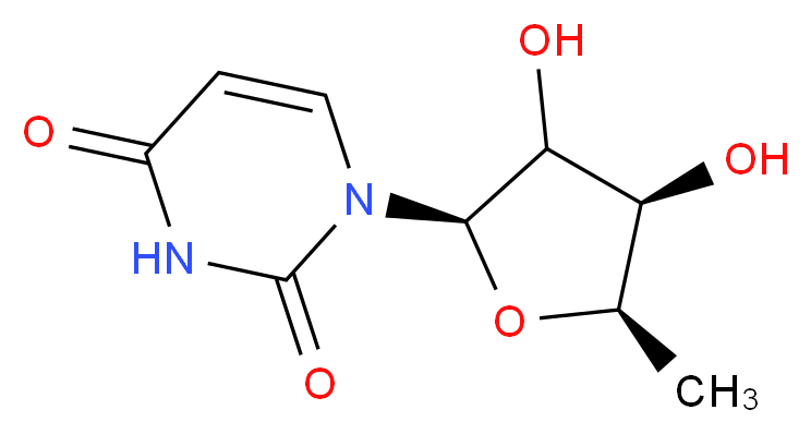 1-[(2R,4R,5R)-3,4-dihydroxy-5-methyloxolan-2-yl]-1,2,3,4-tetrahydropyrimidine-2,4-dione_分子结构_CAS_15958-99-3