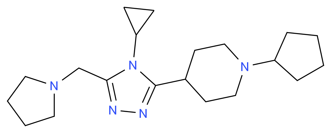 1-cyclopentyl-4-[4-cyclopropyl-5-(pyrrolidin-1-ylmethyl)-4H-1,2,4-triazol-3-yl]piperidine_分子结构_CAS_)