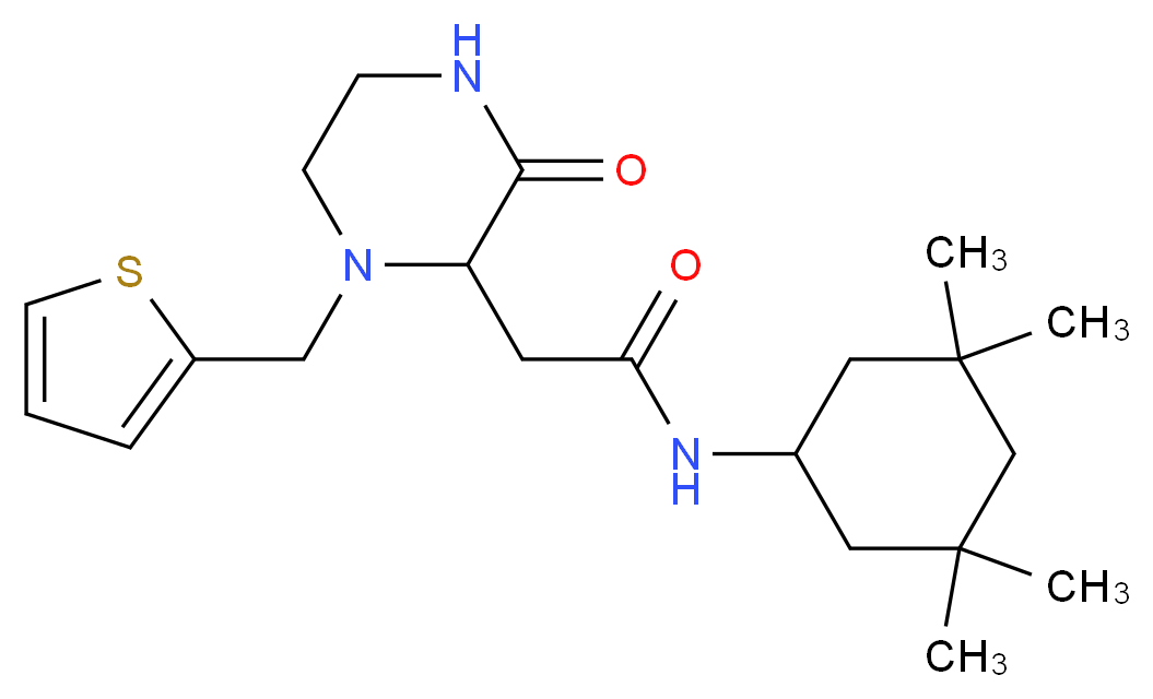 2-[3-oxo-1-(2-thienylmethyl)-2-piperazinyl]-N-(3,3,5,5-tetramethylcyclohexyl)acetamide_分子结构_CAS_)