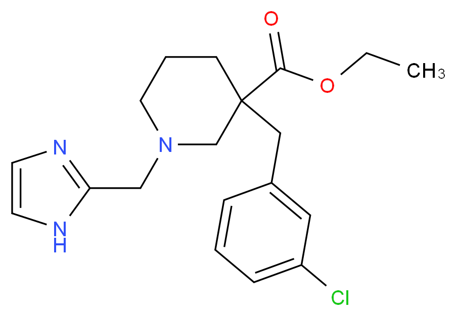ethyl 3-(3-chlorobenzyl)-1-(1H-imidazol-2-ylmethyl)-3-piperidinecarboxylate_分子结构_CAS_)