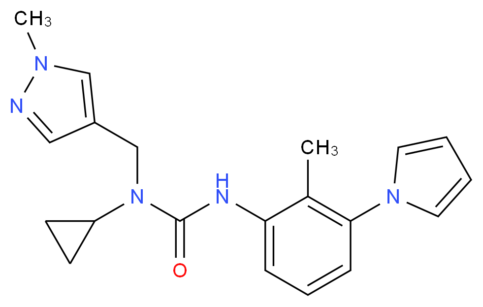 N-cyclopropyl-N-[(1-methyl-1H-pyrazol-4-yl)methyl]-N'-[2-methyl-3-(1H-pyrrol-1-yl)phenyl]urea_分子结构_CAS_)
