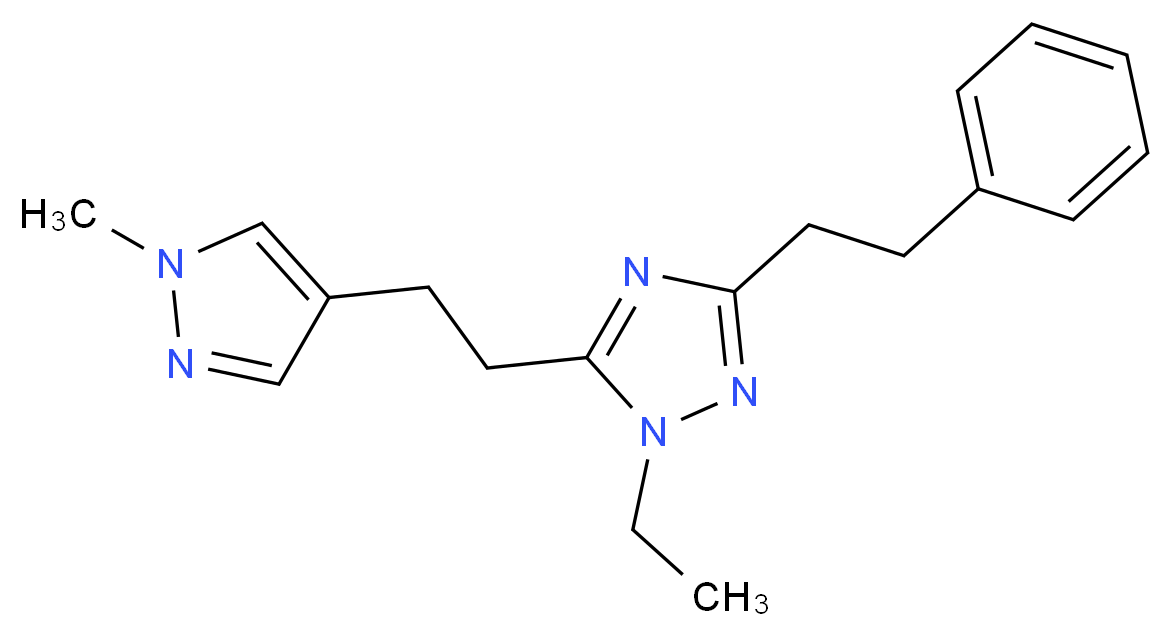 1-ethyl-5-[2-(1-methyl-1H-pyrazol-4-yl)ethyl]-3-(2-phenylethyl)-1H-1,2,4-triazole_分子结构_CAS_)