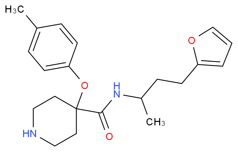N-[3-(2-furyl)-1-methylpropyl]-4-(4-methylphenoxy)piperidine-4-carboxamide_分子结构_CAS_)