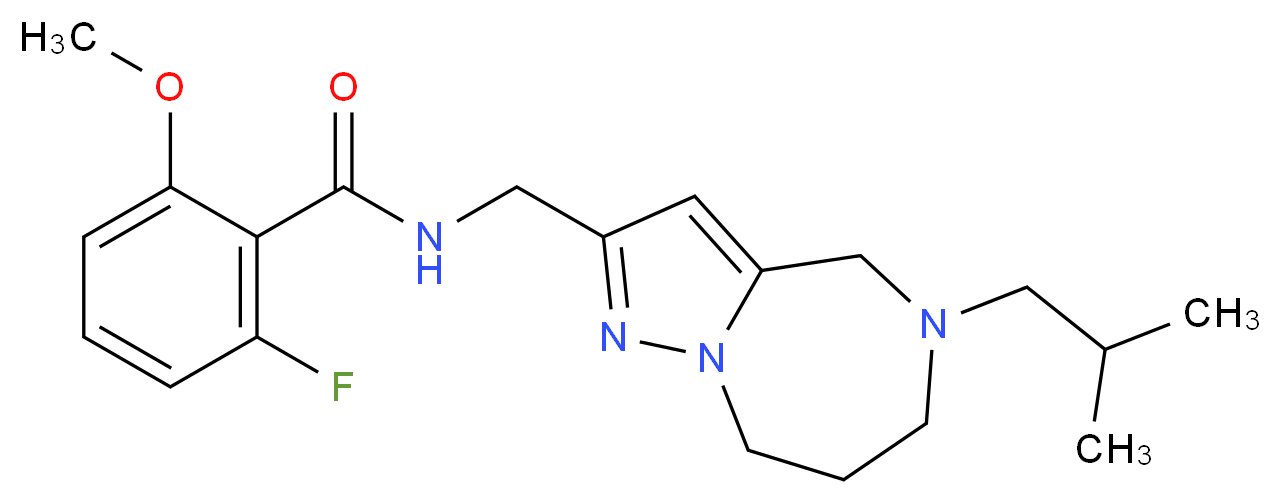 2-fluoro-N-[(5-isobutyl-5,6,7,8-tetrahydro-4H-pyrazolo[1,5-a][1,4]diazepin-2-yl)methyl]-6-methoxybenzamide_分子结构_CAS_)