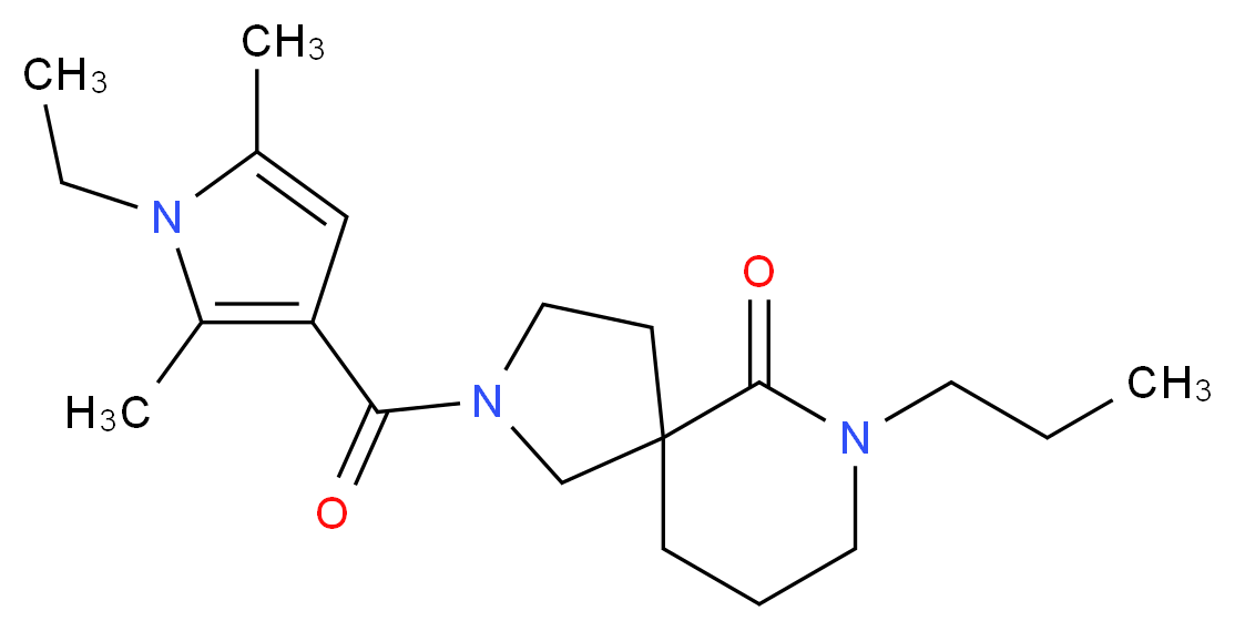 2-[(1-ethyl-2,5-dimethyl-1H-pyrrol-3-yl)carbonyl]-7-propyl-2,7-diazaspiro[4.5]decan-6-one_分子结构_CAS_)