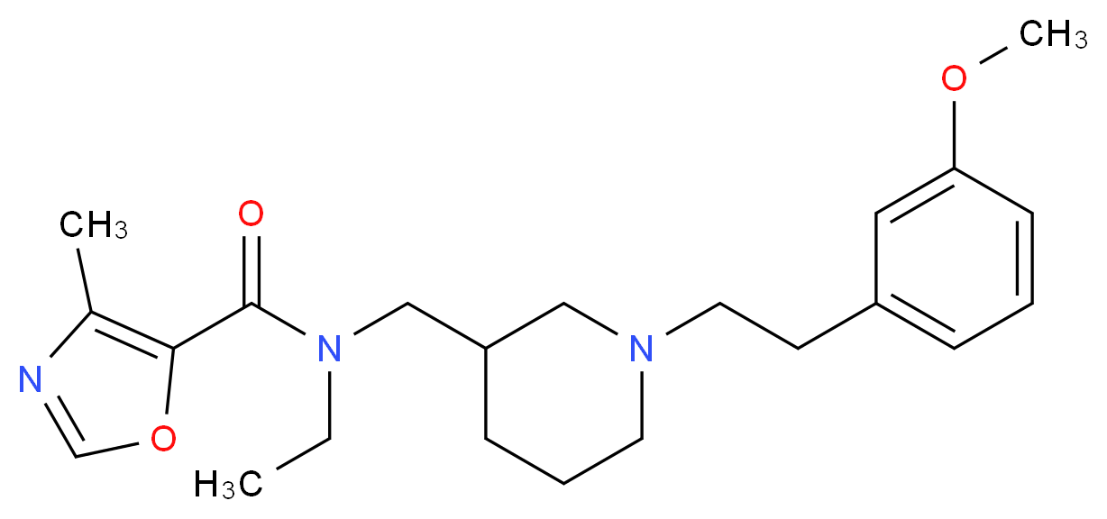 N-ethyl-N-({1-[2-(3-methoxyphenyl)ethyl]-3-piperidinyl}methyl)-4-methyl-1,3-oxazole-5-carboxamide_分子结构_CAS_)