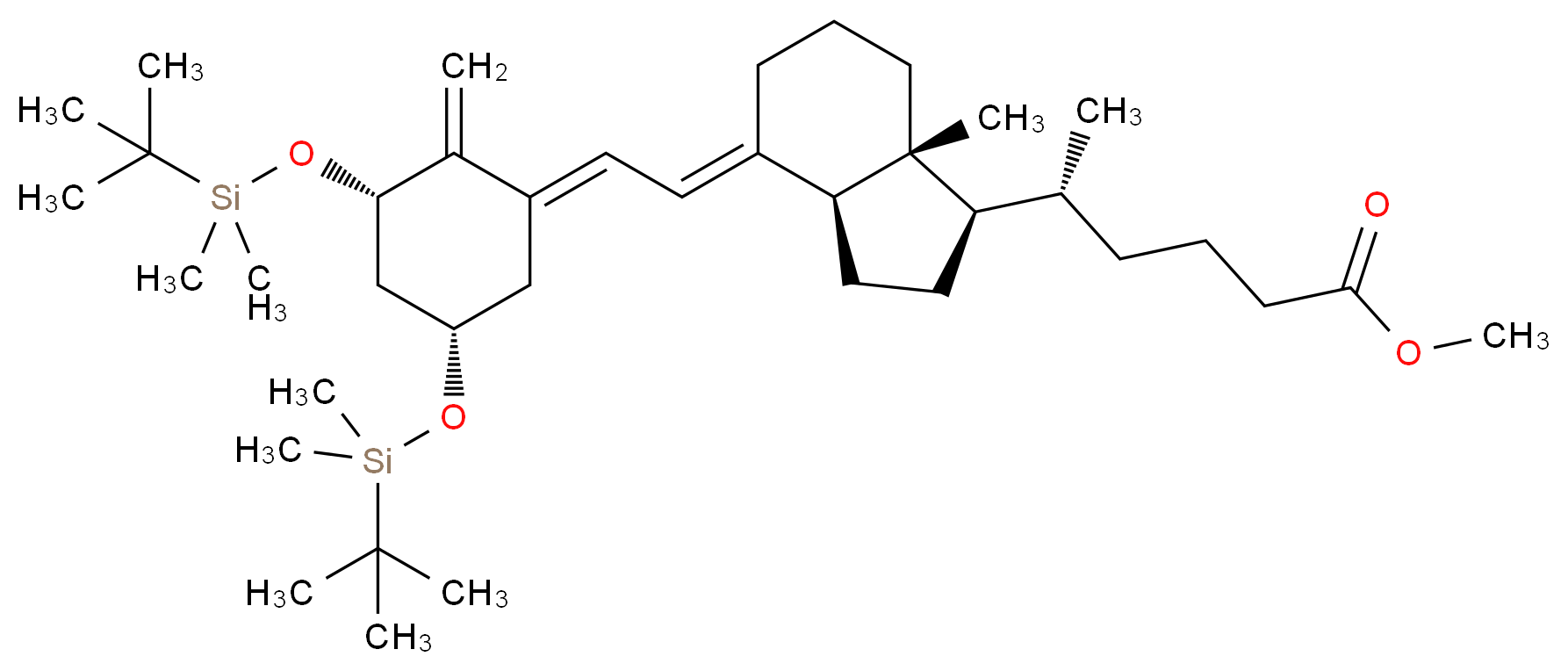 26,27-Didesmethyl-1,3-(tert-butyldimethylsilyl) (5E)-Calcitriol 24-Carboxylic Acid Methyl Ester_分子结构_CAS_161885-78-5)