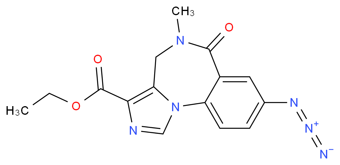 ethyl 12-azido-8-methyl-9-oxo-2,4,8-triazatricyclo[8.4.0.0<sup>2</sup>,<sup>6</sup>]tetradeca-1(14),3,5,10,12-pentaene-5-carboxylate_分子结构_CAS_91917-65-6