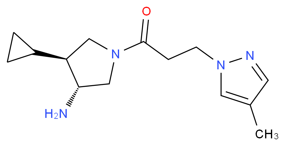 (3R*,4S*)-4-cyclopropyl-1-[3-(4-methyl-1H-pyrazol-1-yl)propanoyl]pyrrolidin-3-amine_分子结构_CAS_)