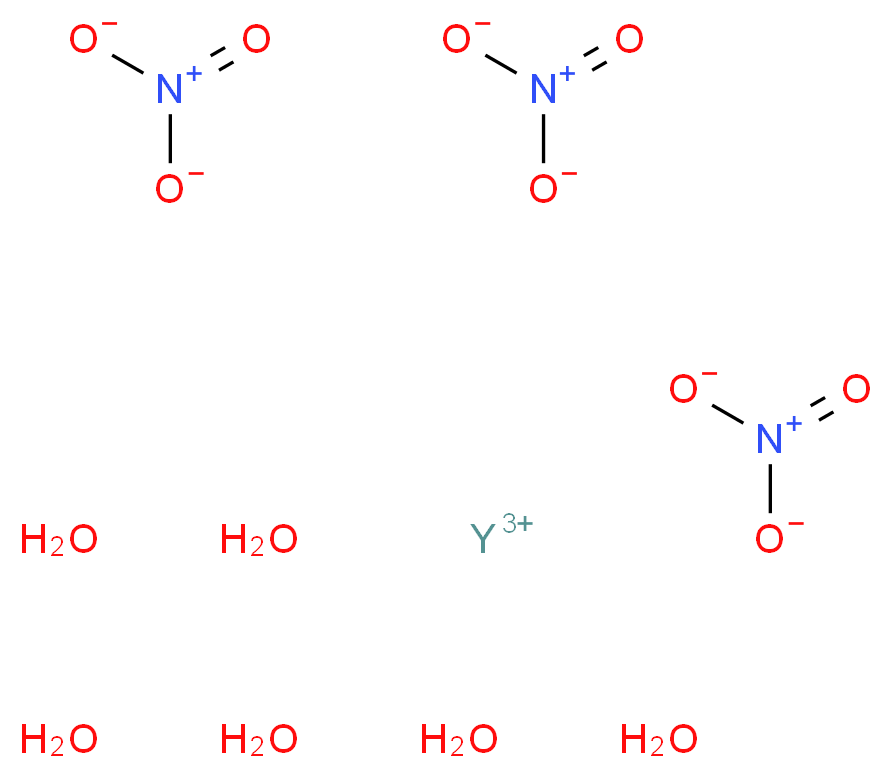 yttrium(3+) ion tris(nitrooxidane) hexahydrate_分子结构_CAS_13494-98-9