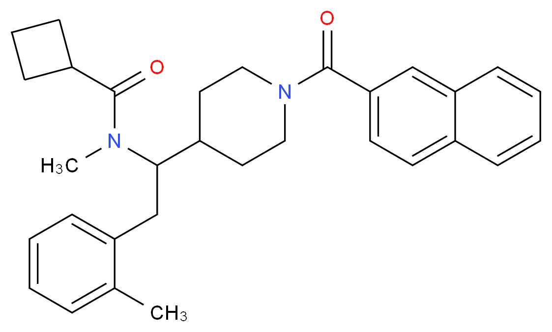 N-methyl-N-{2-(2-methylphenyl)-1-[1-(2-naphthoyl)-4-piperidinyl]ethyl}cyclobutanecarboxamide_分子结构_CAS_)