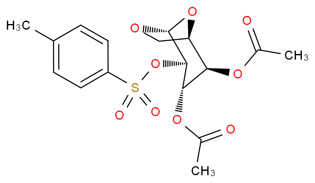 (1R,2R,3S,4R,5R)-3-(acetyloxy)-4-[(4-methylbenzenesulfonyl)oxy]-6,8-dioxabicyclo[3.2.1]octan-2-yl acetate_分子结构_CAS_84207-46-5