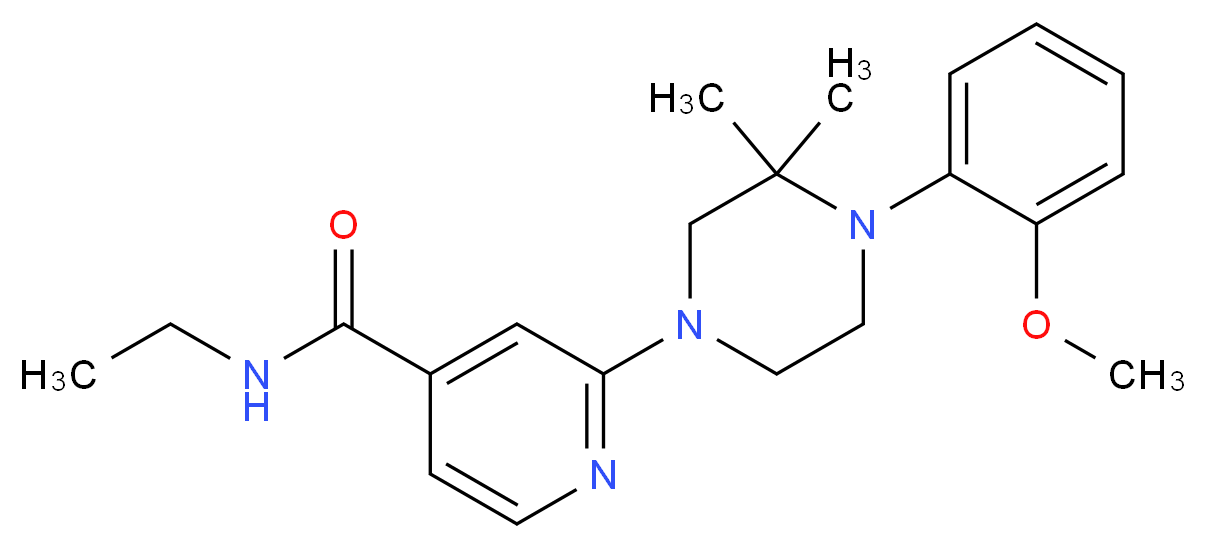 N-ethyl-2-[4-(2-methoxyphenyl)-3,3-dimethyl-1-piperazinyl]isonicotinamide_分子结构_CAS_)