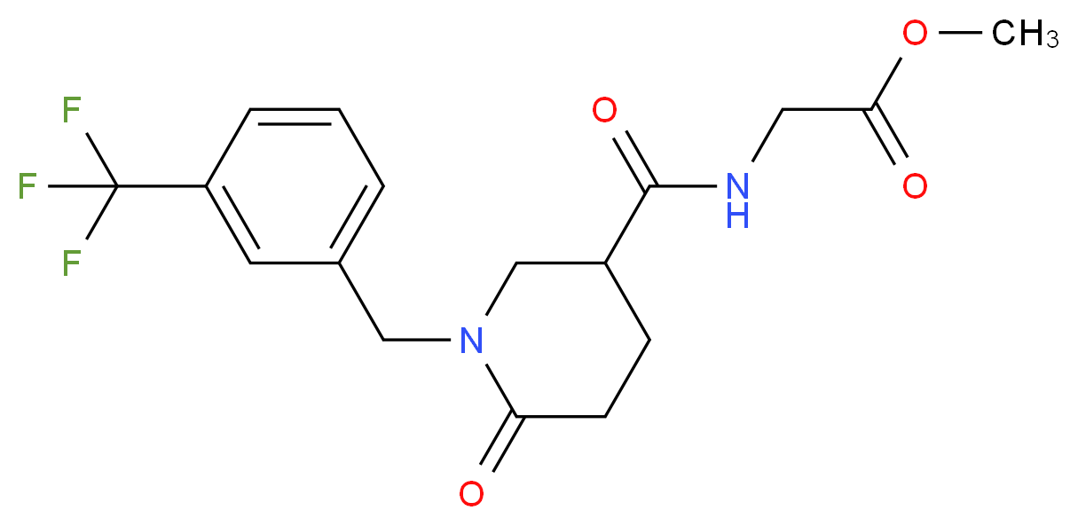 methyl N-({6-oxo-1-[3-(trifluoromethyl)benzyl]-3-piperidinyl}carbonyl)glycinate_分子结构_CAS_)
