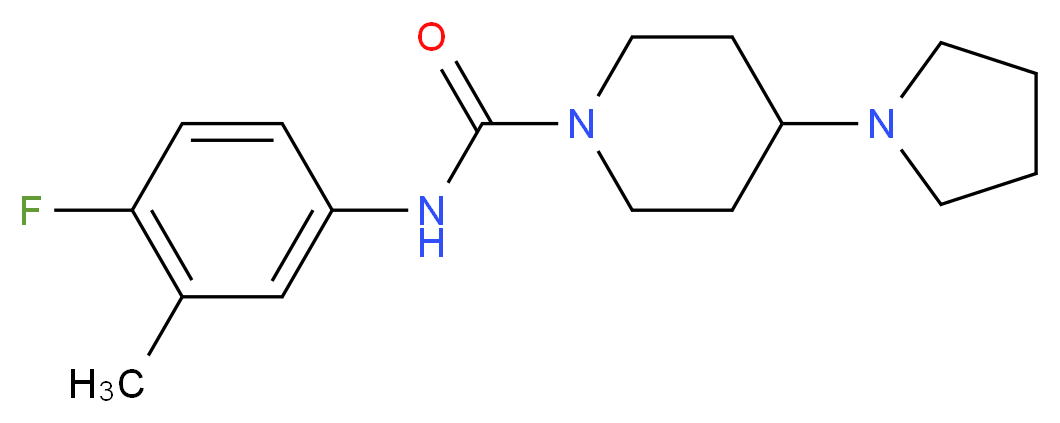 N-(4-fluoro-3-methylphenyl)-4-pyrrolidin-1-ylpiperidine-1-carboxamide_分子结构_CAS_)