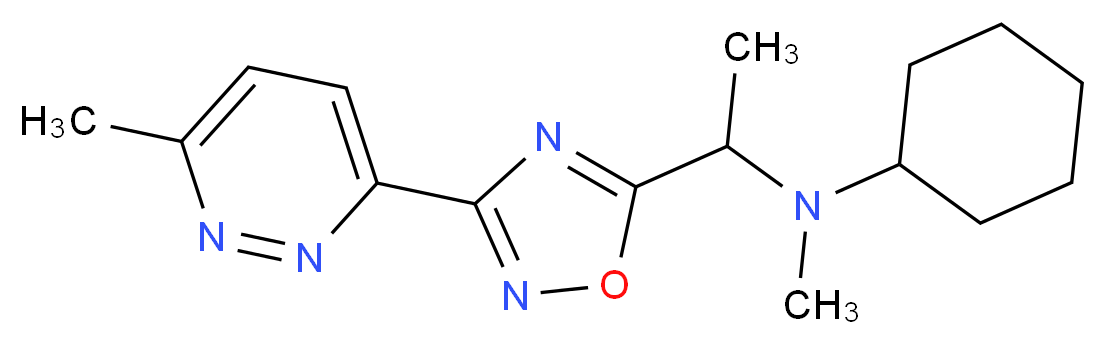 N-methyl-N-{1-[3-(6-methyl-3-pyridazinyl)-1,2,4-oxadiazol-5-yl]ethyl}cyclohexanamine_分子结构_CAS_)
