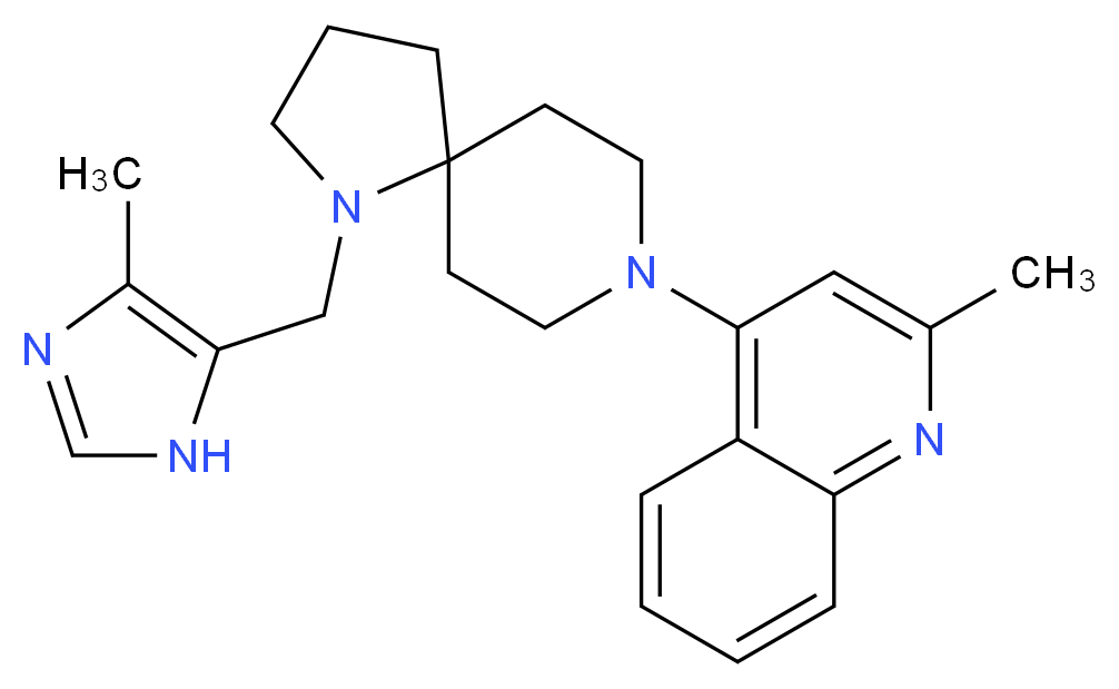 2-methyl-4-{1-[(4-methyl-1H-imidazol-5-yl)methyl]-1,8-diazaspiro[4.5]dec-8-yl}quinoline_分子结构_CAS_)