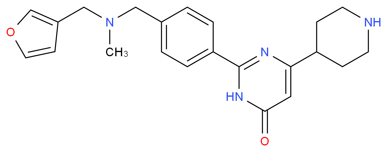 2-(4-{[(3-furylmethyl)(methyl)amino]methyl}phenyl)-6-piperidin-4-ylpyrimidin-4(3H)-one_分子结构_CAS_)