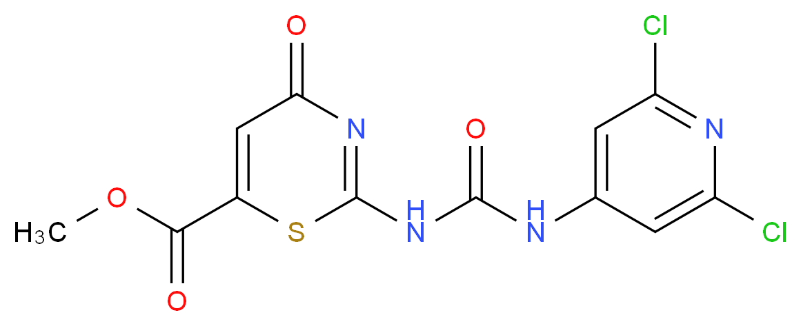 methyl 2-({[(2,6-dichloro-4-pyridyl)amino]carbonyl}amino)-4-oxo-4H-1,3-thiazine-6-carboxylate_分子结构_CAS_)