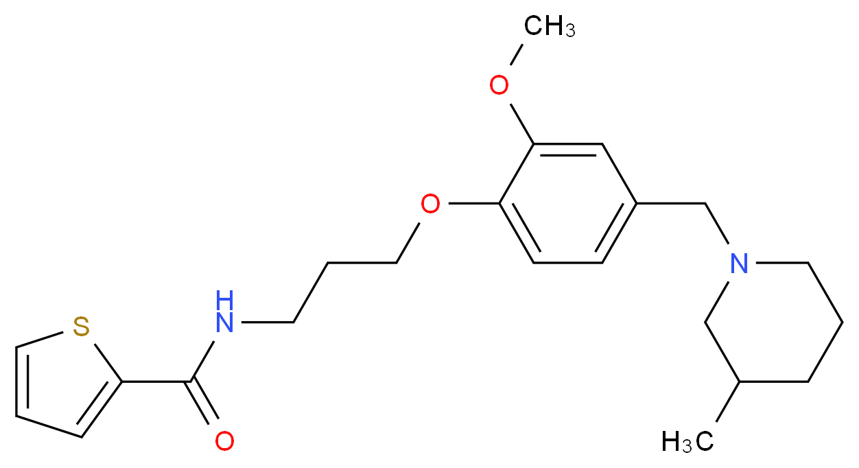 N-(3-{2-methoxy-4-[(3-methyl-1-piperidinyl)methyl]phenoxy}propyl)-2-thiophenecarboxamide_分子结构_CAS_)