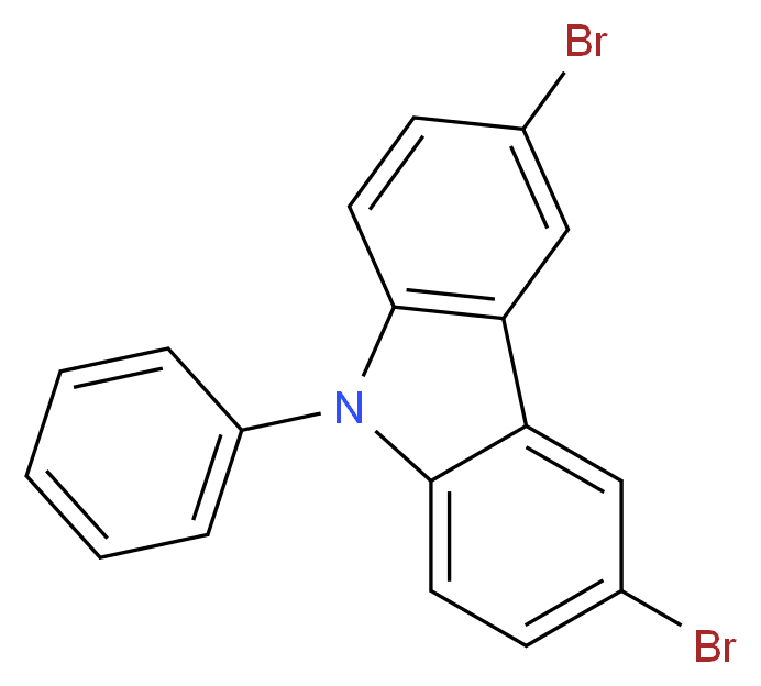 3,6-dibromo-9-phenyl-9H-carbazole_分子结构_CAS_57103-20-5