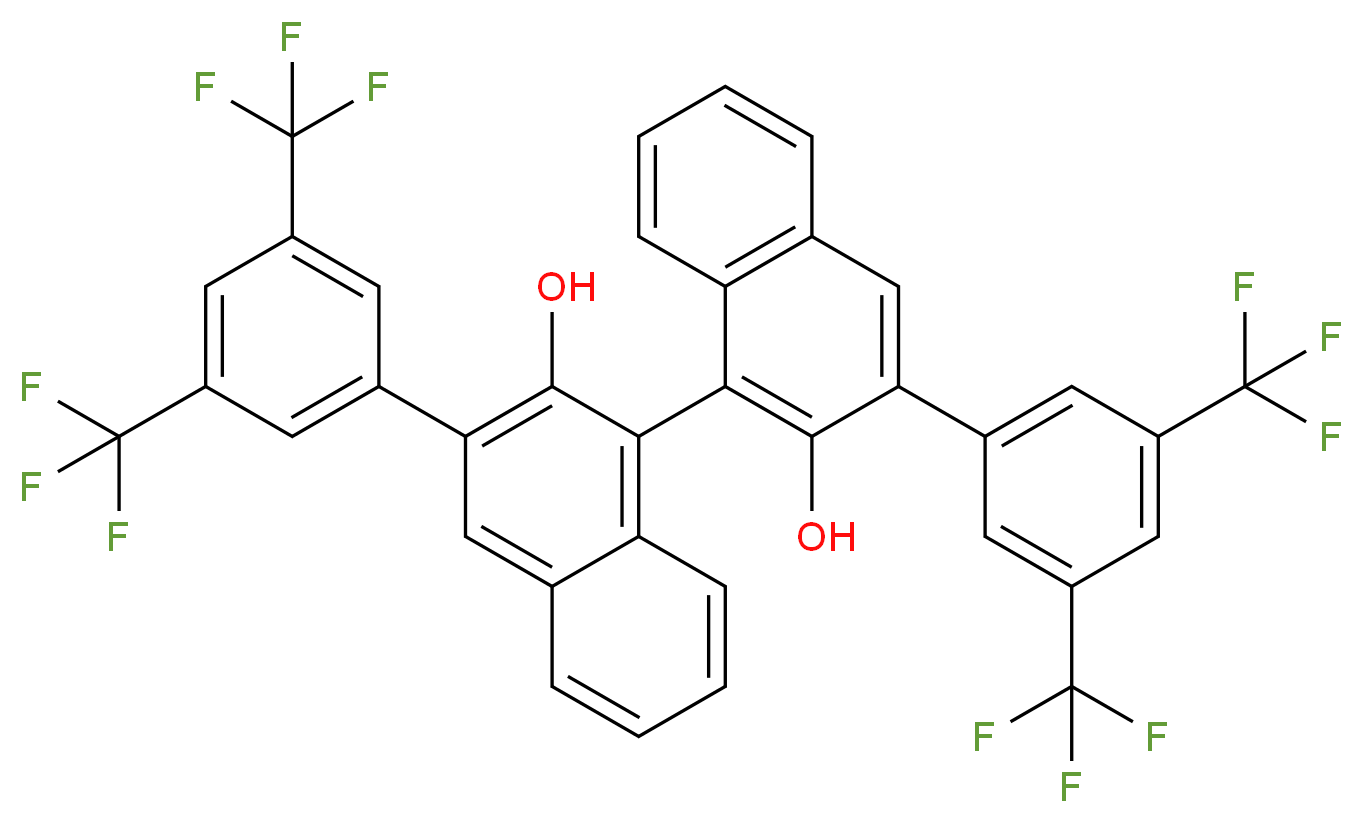 3-[3,5-bis(trifluoromethyl)phenyl]-1-{3-[3,5-bis(trifluoromethyl)phenyl]-2-hydroxynaphthalen-1-yl}naphthalen-2-ol_分子结构_CAS_756491-54-0