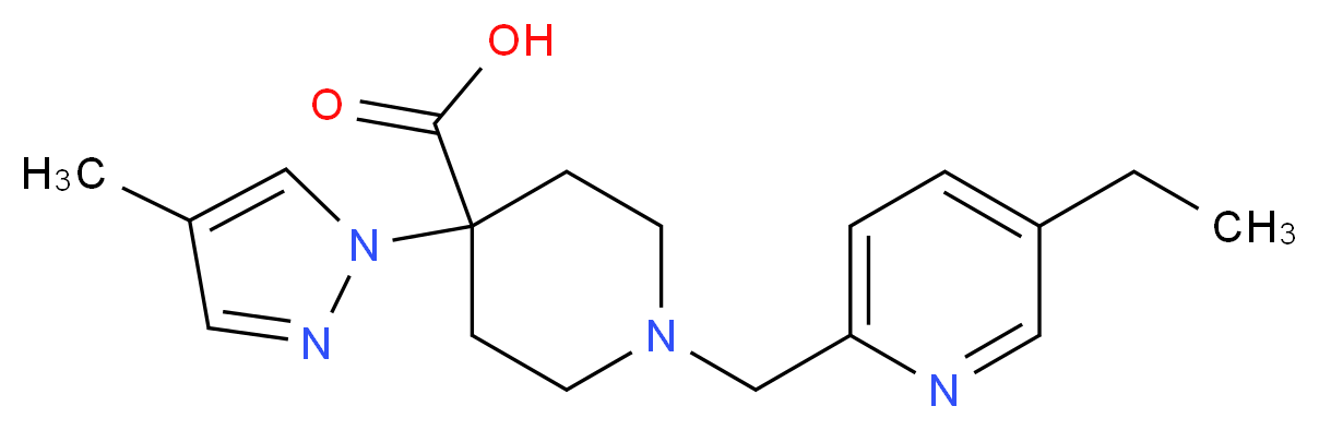 1-[(5-ethylpyridin-2-yl)methyl]-4-(4-methyl-1H-pyrazol-1-yl)piperidine-4-carboxylic acid_分子结构_CAS_)