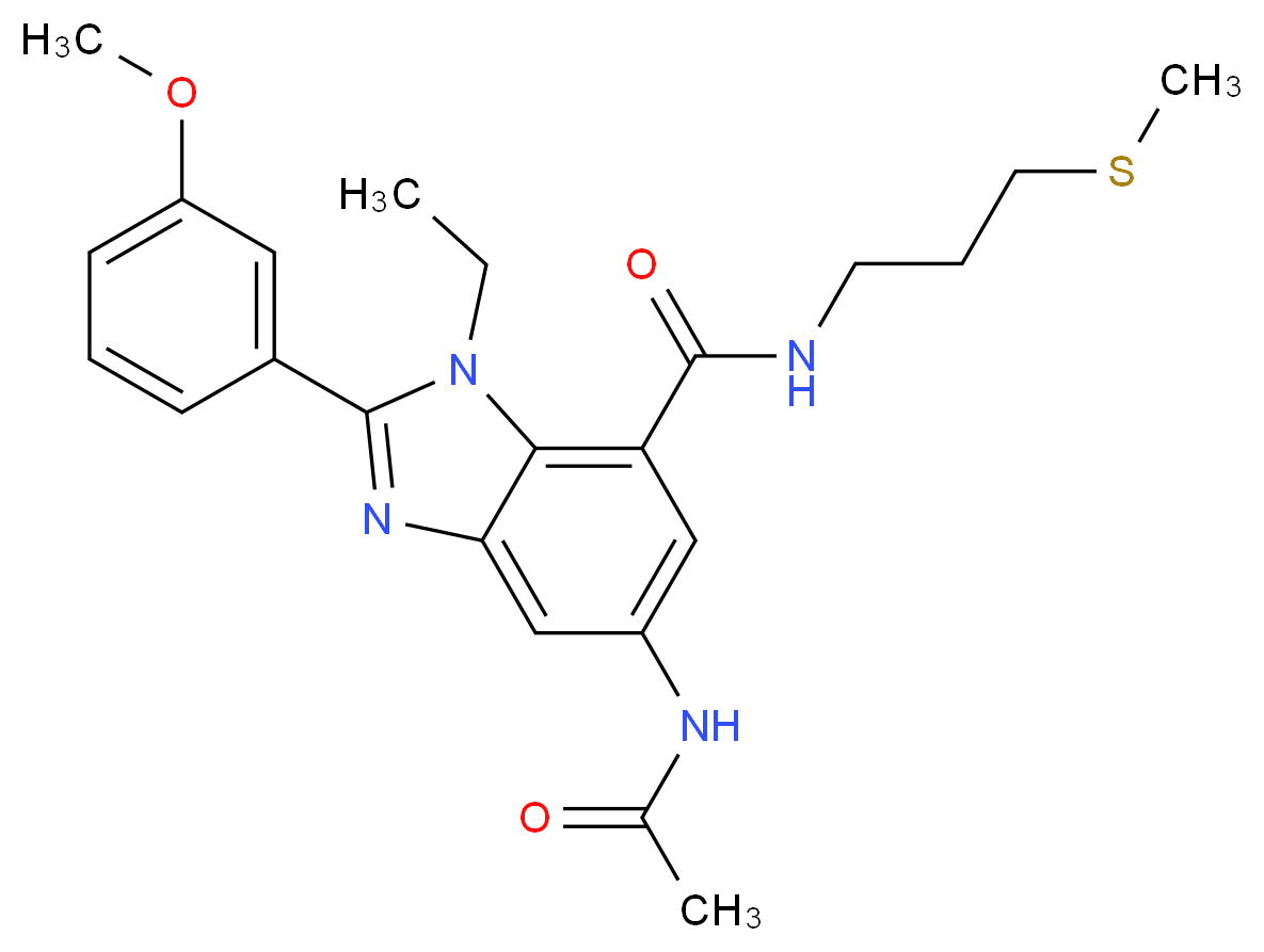 5-(acetylamino)-1-ethyl-2-(3-methoxyphenyl)-N-[3-(methylthio)propyl]-1H-benzimidazole-7-carboxamide_分子结构_CAS_)