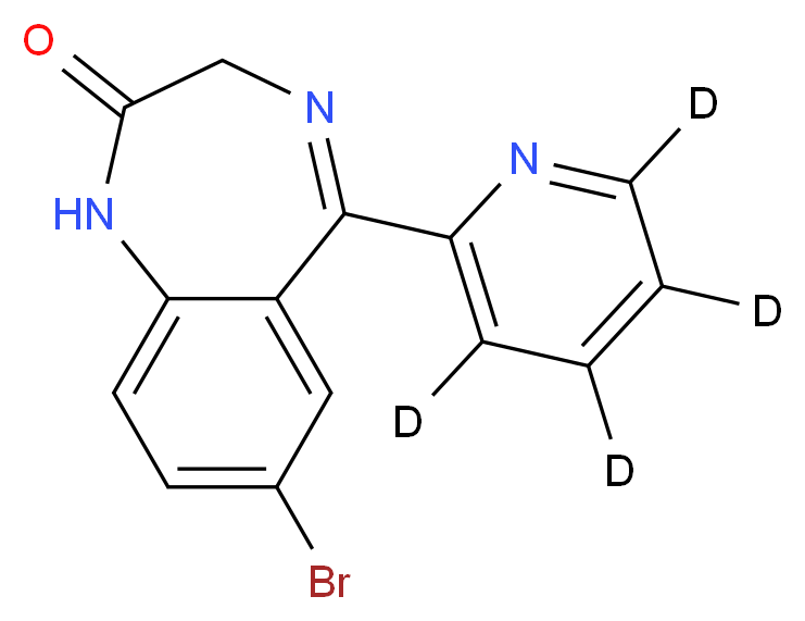 7-bromo-5-[(<sup>2</sup>H<sub>4</sub>)pyridin-2-yl]-2,3-dihydro-1H-1,4-benzodiazepin-2-one_分子结构_CAS_1185022-85-8