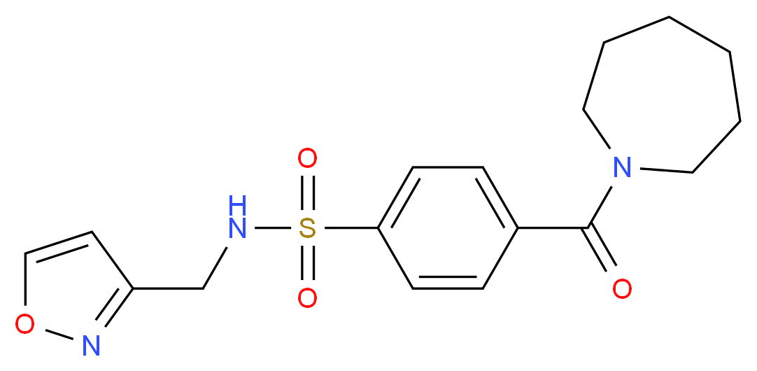 4-(1-azepanylcarbonyl)-N-(3-isoxazolylmethyl)benzenesulfonamide_分子结构_CAS_)