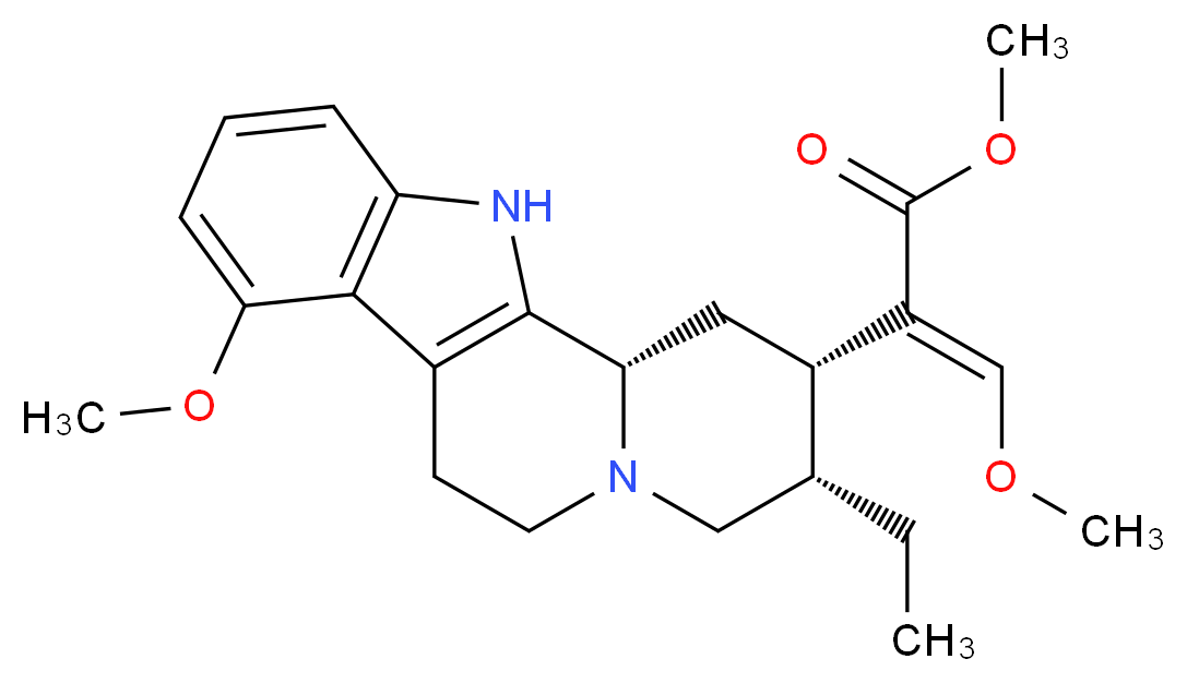 methyl (2E)-2-[(2S,3S,12bS)-3-ethyl-8-methoxy-1H,2H,3H,4H,6H,7H,12H,12bH-indolo[2,3-a]quinolizin-2-yl]-3-methoxyprop-2-enoate_分子结构_CAS_4098-40-2