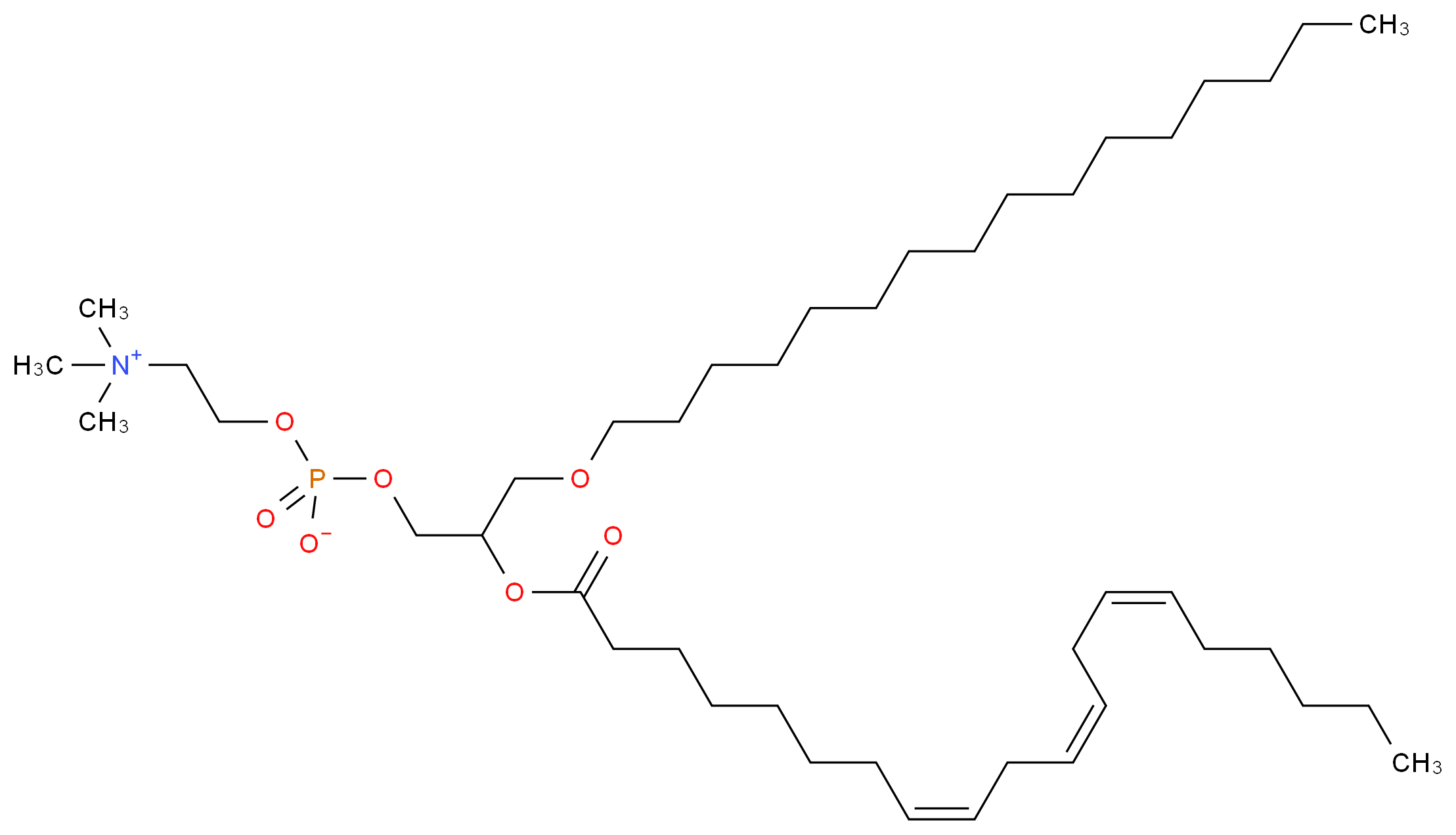 1-O-Palmityl-2-(cis-8,11,14-eicosatrienoyl)-sn-glycero-3-phosphocholine_分子结构_CAS_155575-01-2)