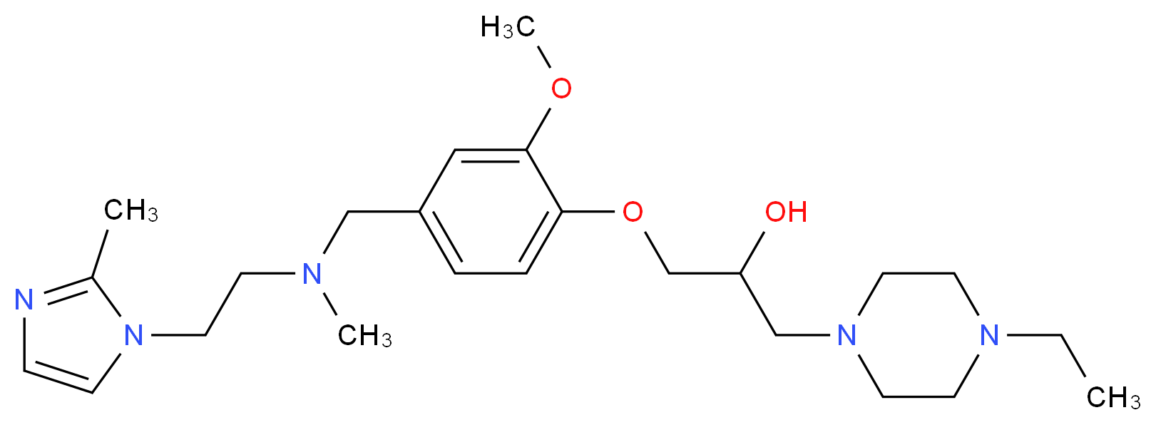 1-(4-ethyl-1-piperazinyl)-3-[2-methoxy-4-({methyl[2-(2-methyl-1H-imidazol-1-yl)ethyl]amino}methyl)phenoxy]-2-propanol_分子结构_CAS_)