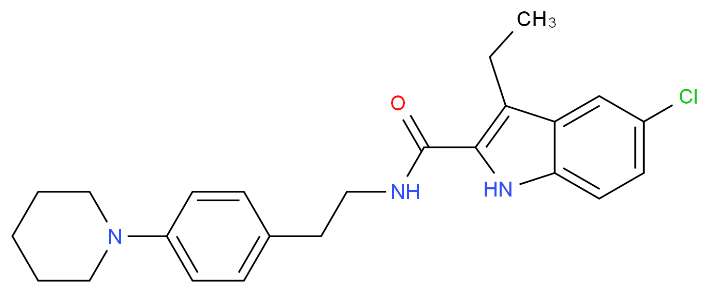 5-chloro-3-ethyl-N-{2-[4-(piperidin-1-yl)phenyl]ethyl}-1H-indole-2-carboxamide_分子结构_CAS_868273-06-7