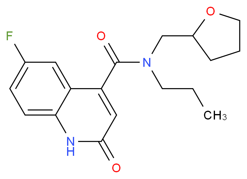 6-fluoro-2-oxo-N-propyl-N-(tetrahydrofuran-2-ylmethyl)-1,2-dihydroquinoline-4-carboxamide_分子结构_CAS_)