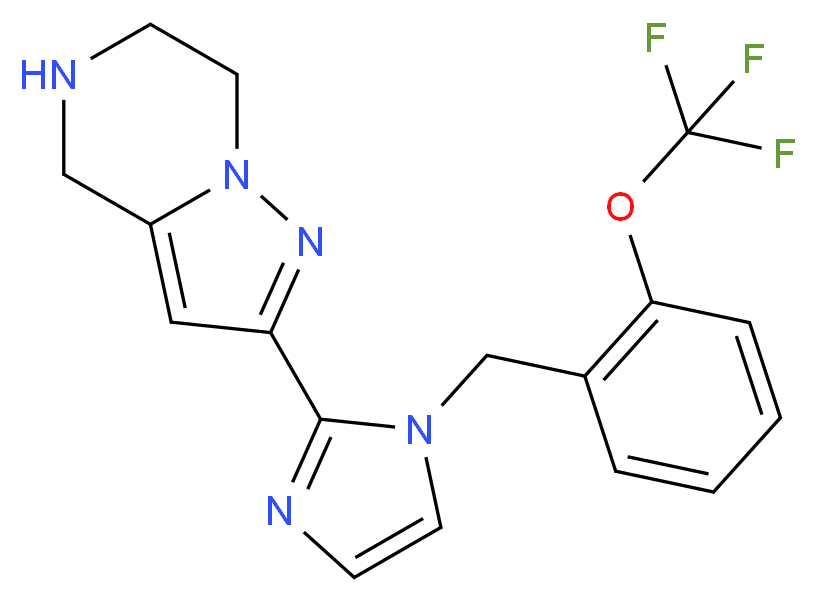 2-{1-[2-(trifluoromethoxy)benzyl]-1H-imidazol-2-yl}-4,5,6,7-tetrahydropyrazolo[1,5-a]pyrazine_分子结构_CAS_)