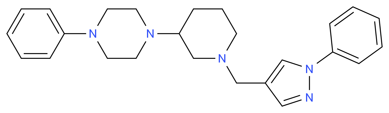 1-phenyl-4-{1-[(1-phenyl-1H-pyrazol-4-yl)methyl]-3-piperidinyl}piperazine_分子结构_CAS_)