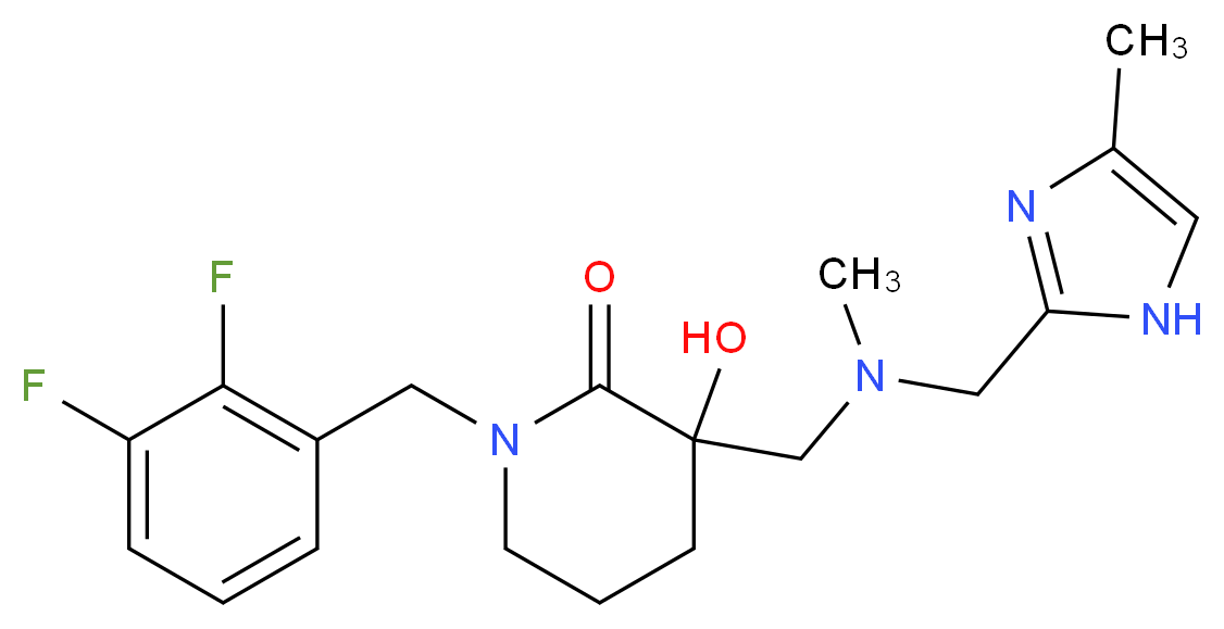 1-(2,3-difluorobenzyl)-3-hydroxy-3-({methyl[(4-methyl-1H-imidazol-2-yl)methyl]amino}methyl)-2-piperidinone_分子结构_CAS_)