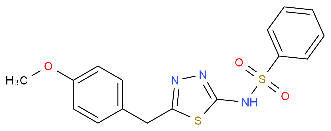 N-{5-[(4-methoxyphenyl)methyl]-1,3,4-thiadiazol-2-yl}benzenesulfonamide_分子结构_CAS_519170-13-9