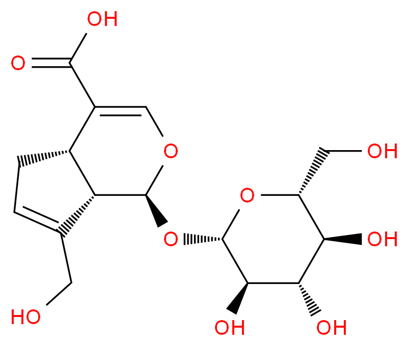 (1S,4aS,7aS)-7-(hydroxymethyl)-1-{[(2S,3R,4S,5S,6R)-3,4,5-trihydroxy-6-(hydroxymethyl)oxan-2-yl]oxy}-1H,4aH,5H,7aH-cyclopenta[c]pyran-4-carboxylic acid_分子结构_CAS_27741-01-1