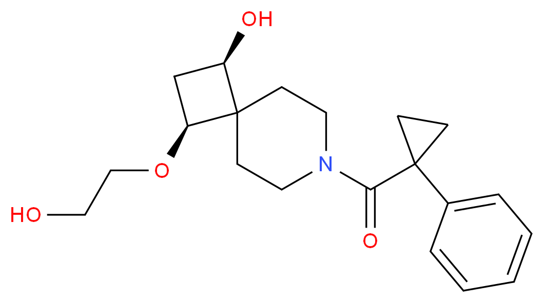 (1R*,3S*)-3-(2-hydroxyethoxy)-7-[(1-phenylcyclopropyl)carbonyl]-7-azaspiro[3.5]nonan-1-ol_分子结构_CAS_)