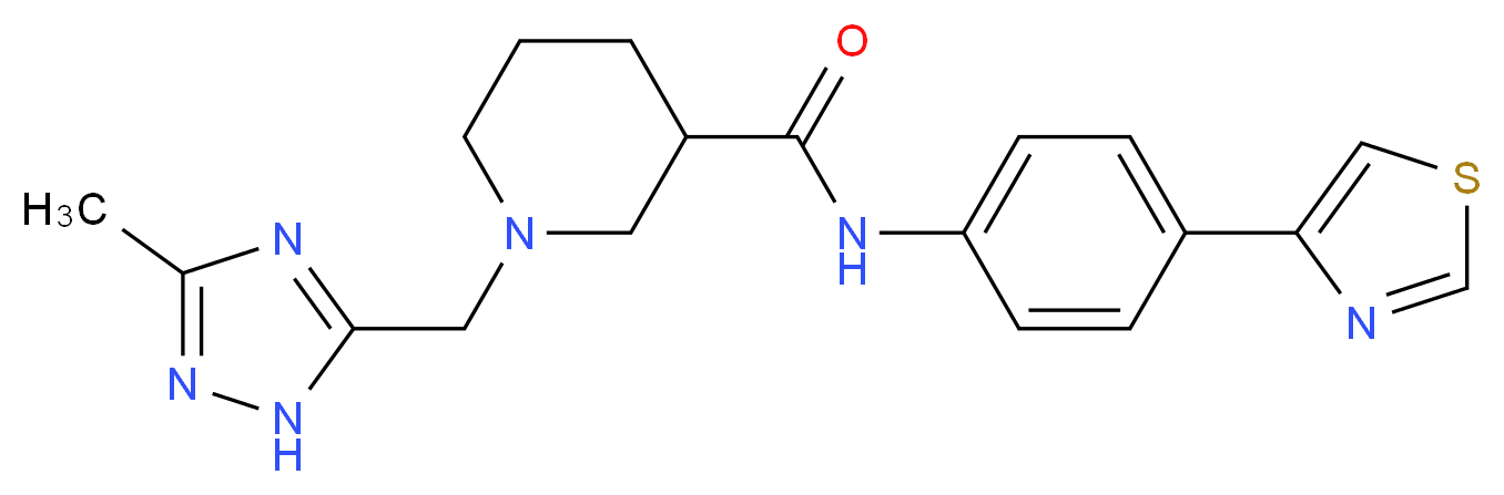 1-[(3-methyl-1H-1,2,4-triazol-5-yl)methyl]-N-[4-(1,3-thiazol-4-yl)phenyl]piperidine-3-carboxamide_分子结构_CAS_)